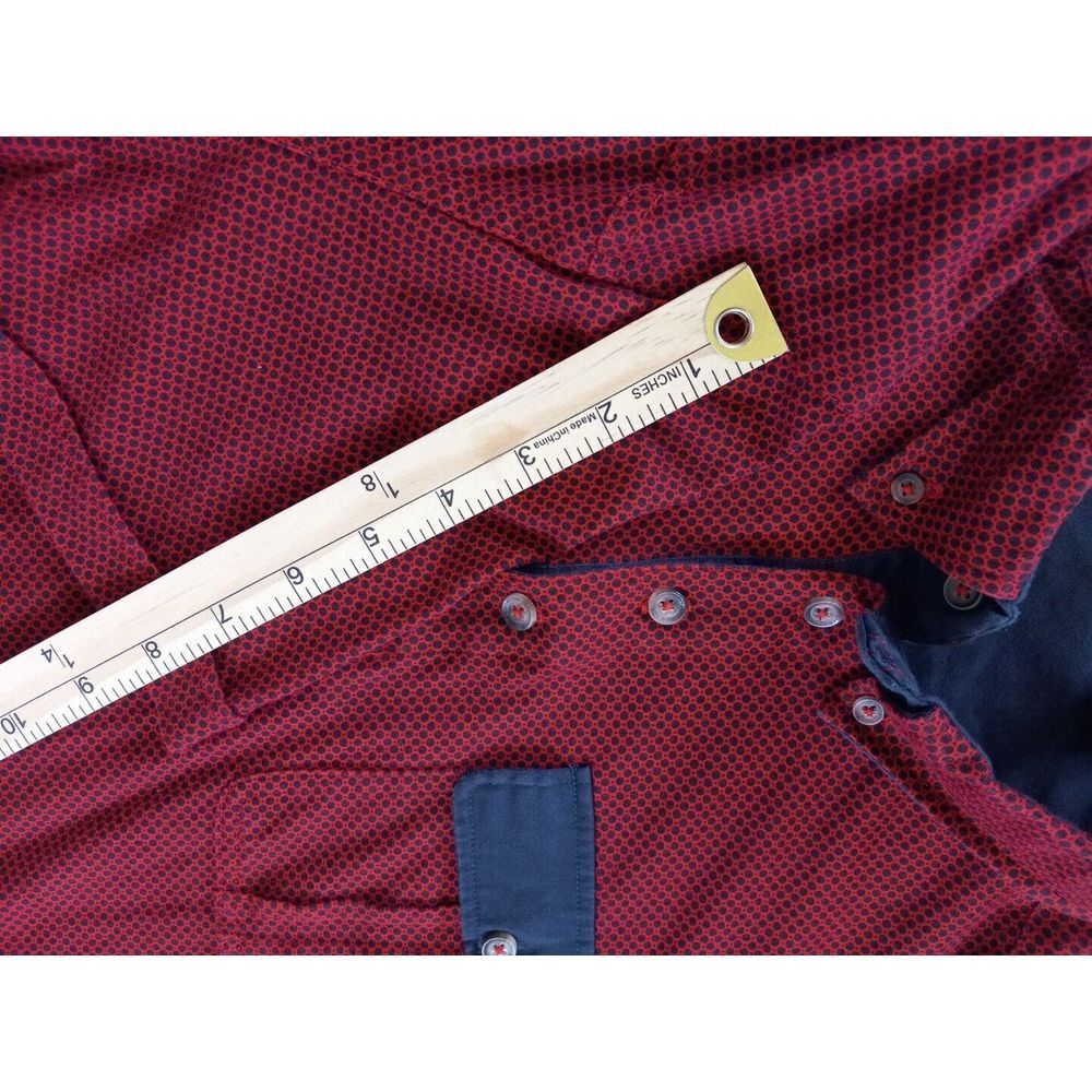Sean John Men's XL Tailored Fit Buttons Up Stretch Polka-dot Red Pockets Polo - Picture 9 of 11